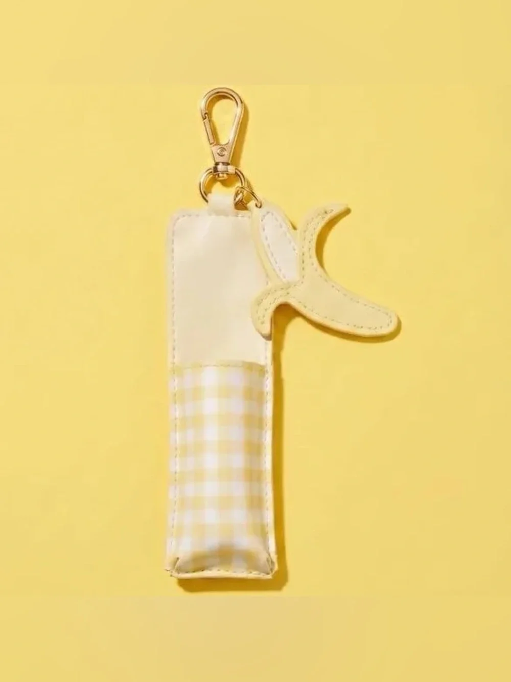 Glow Recipe Yellow Gingham Lip Balm Holder Keychain with Banana Charm